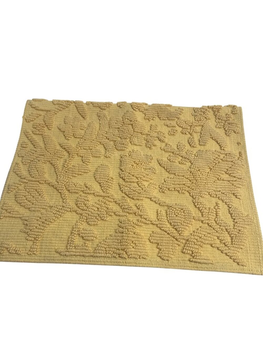 Threshold Woven Floral Textured Yellow Rug 21x30 Made In India Durable Cotton